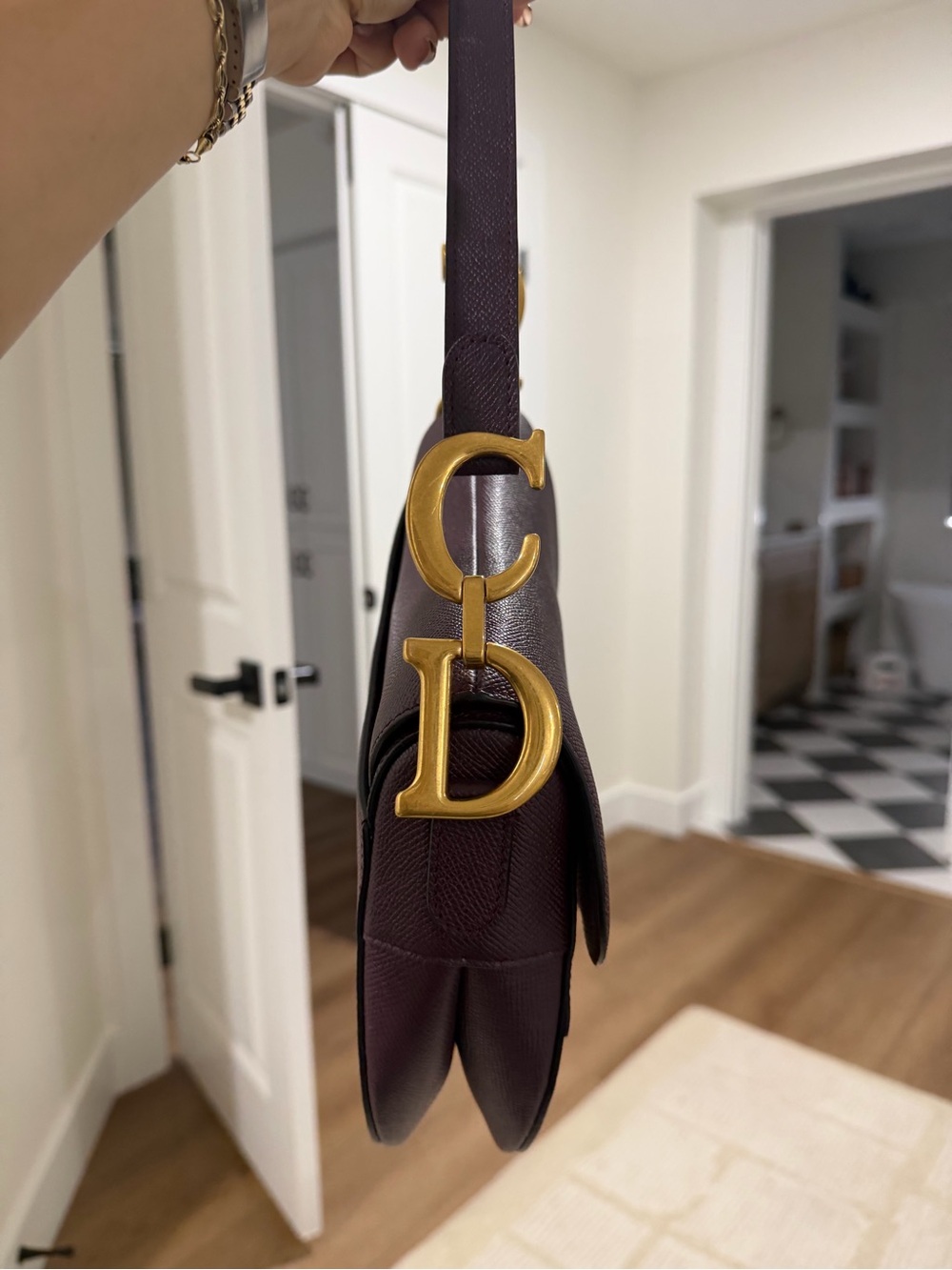 Dior Plum Saddle Crossbody Bag with Gold Hardware - Picture 9 of 9
